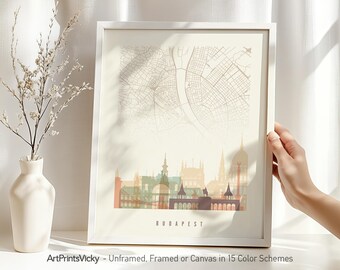 Budapest Map Poster - City Map & Skyline Print | ArtPrintsVicky