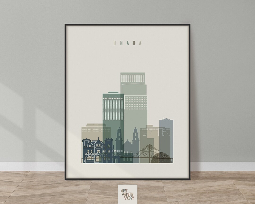 Omaha Art Poster Art Print Omaha Skyline Art Wall Art Etsy