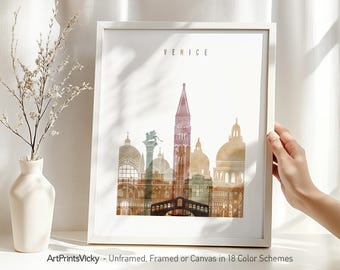 Venice Wall Art Print | Venice Skyline Poster | Italy Travel Art | Venice Gifts | ArtPrintsVicky