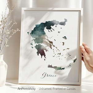 Greece map poster print | Personalised gifts wall art | Decor for home and office | ArtPrintsVicky