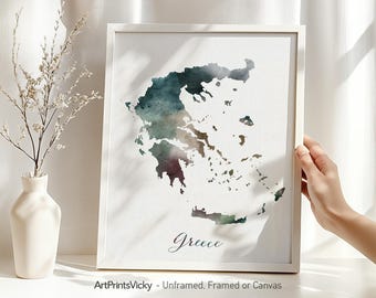 Greece map poster print | Personalised gifts wall art | Decor for home and office | ArtPrintsVicky