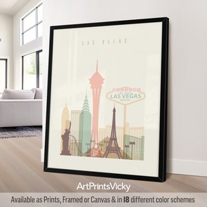 Las Vegas art print, wall art poster, Las Vegas skyline, Nevada travel print, City print, personalised gift | ArtPrintsVicky