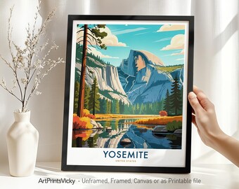 Yosemite National Park Travel Poster – California Landscape Wall Art Print