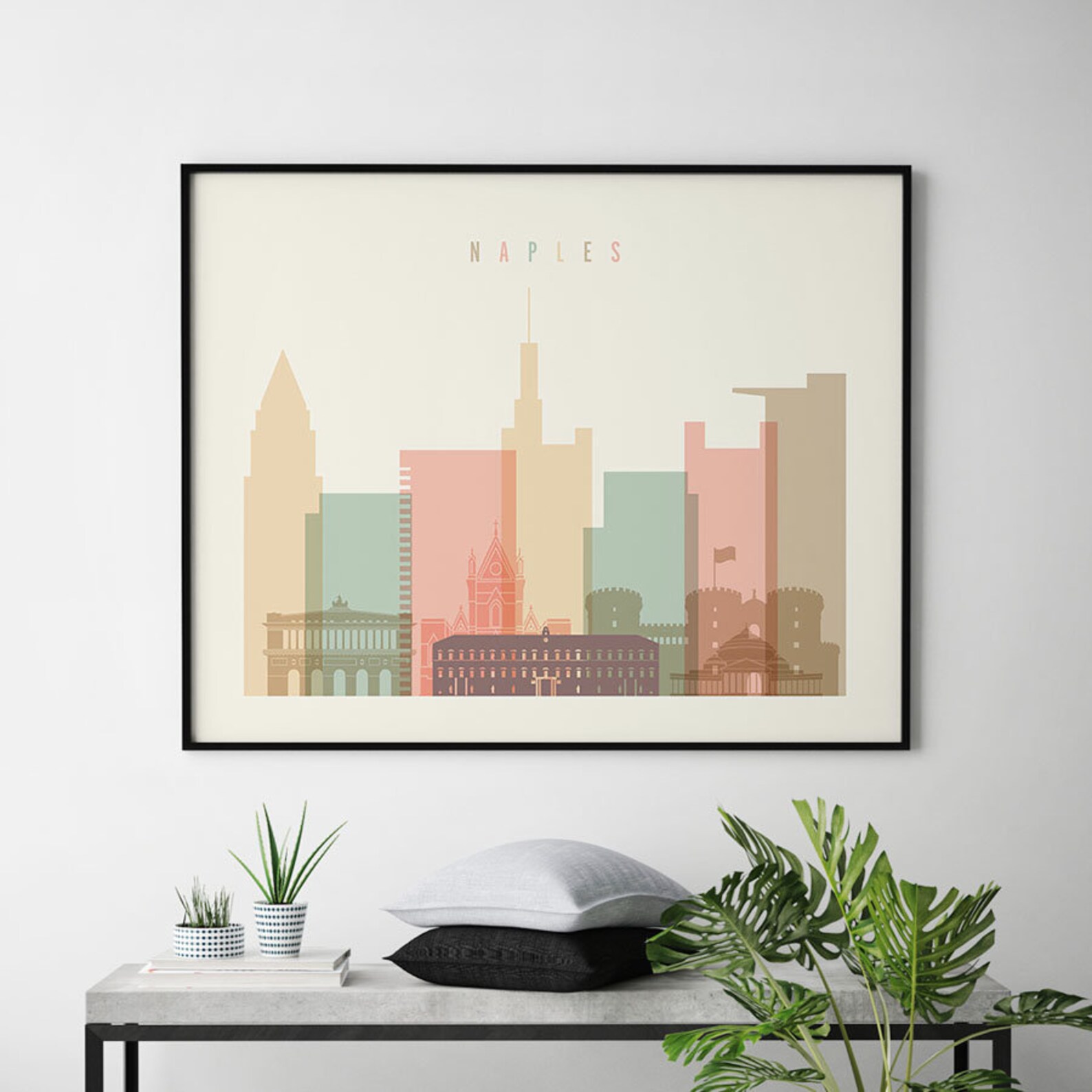 Naples Art Print Naples Wall Art Napoli Skyline Poster Etsy