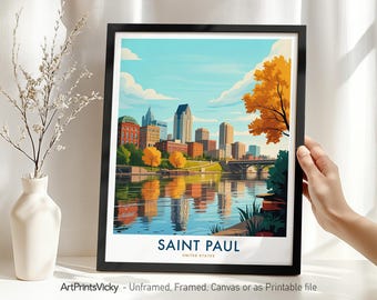 Saint Paul MN Travel Poster, Saint Paul Skyline Print, Cityscape Art for Home Office Decor, Wall Hanging, Housewarming Gift
