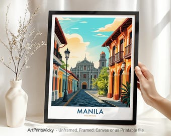 Manila Travel Poster Wall Art – Philippines, Manila Print, Illustration Cityscape for Home Decor, Housewarming Gift