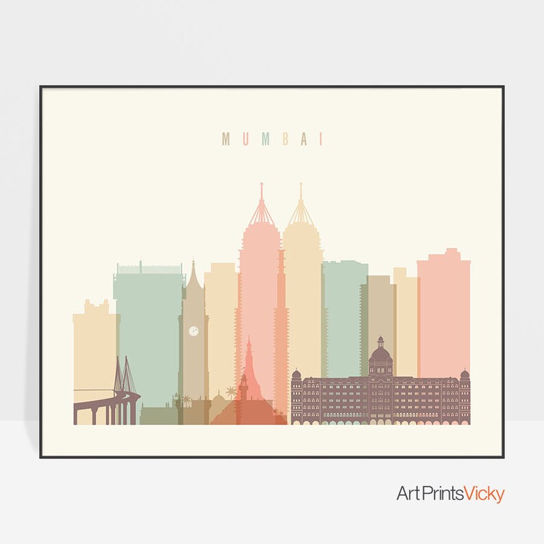 Mumbai art print Mumbai poster Mumbai wall art Mumbai Etsy
