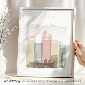 Impressão artística de Denver, pôster com horizonte, decoração de viagem para residências, escritórios e presentes exclusivos | ArtPrintsVicky