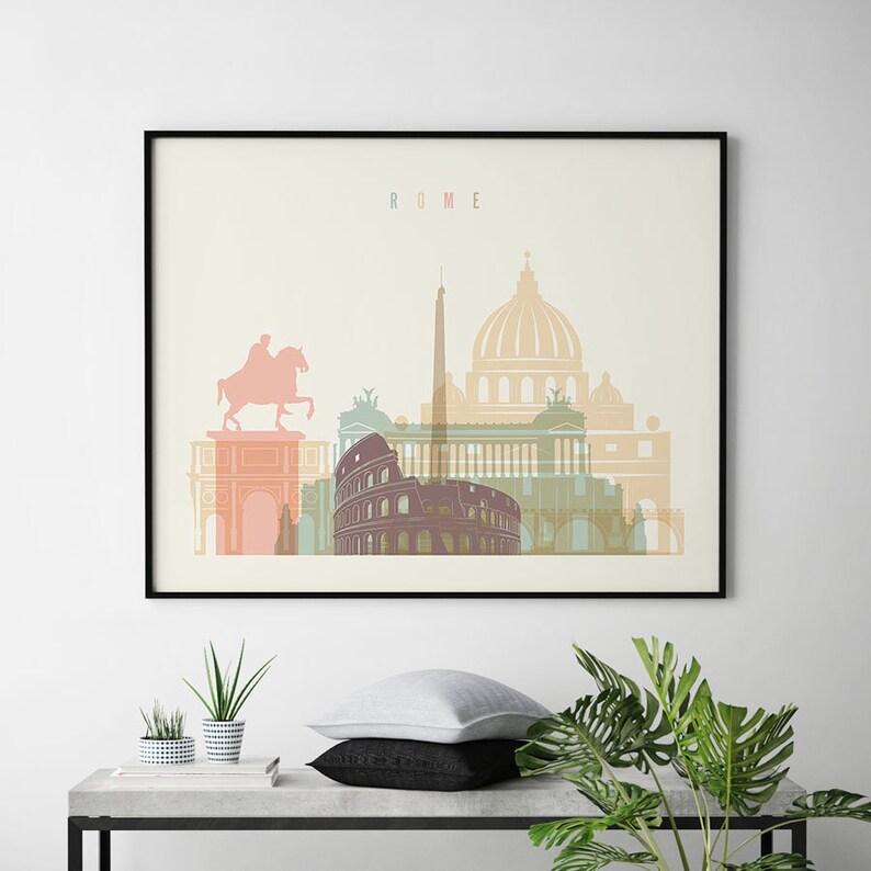 Rome Art Print Rome Poster Rome Skyline Rome Wall Art Etsy