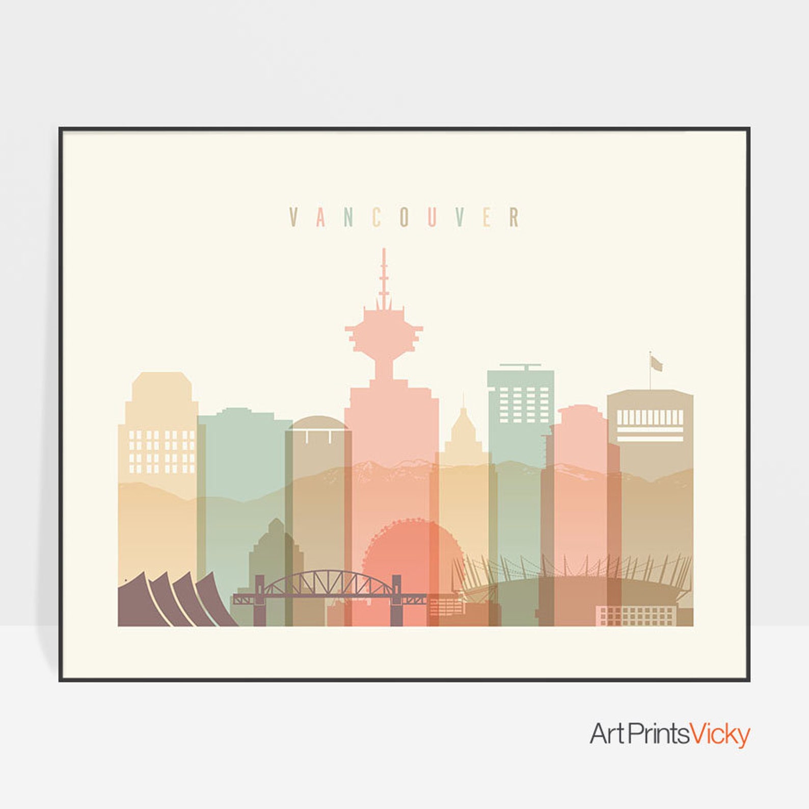 Vancouver Print Vancouver Poster Vancouver Wall Art Etsy