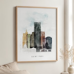 Saint Paul Wall Art Print, Twin Cities MN Skyline Poster, Frame and Canvas options image 3