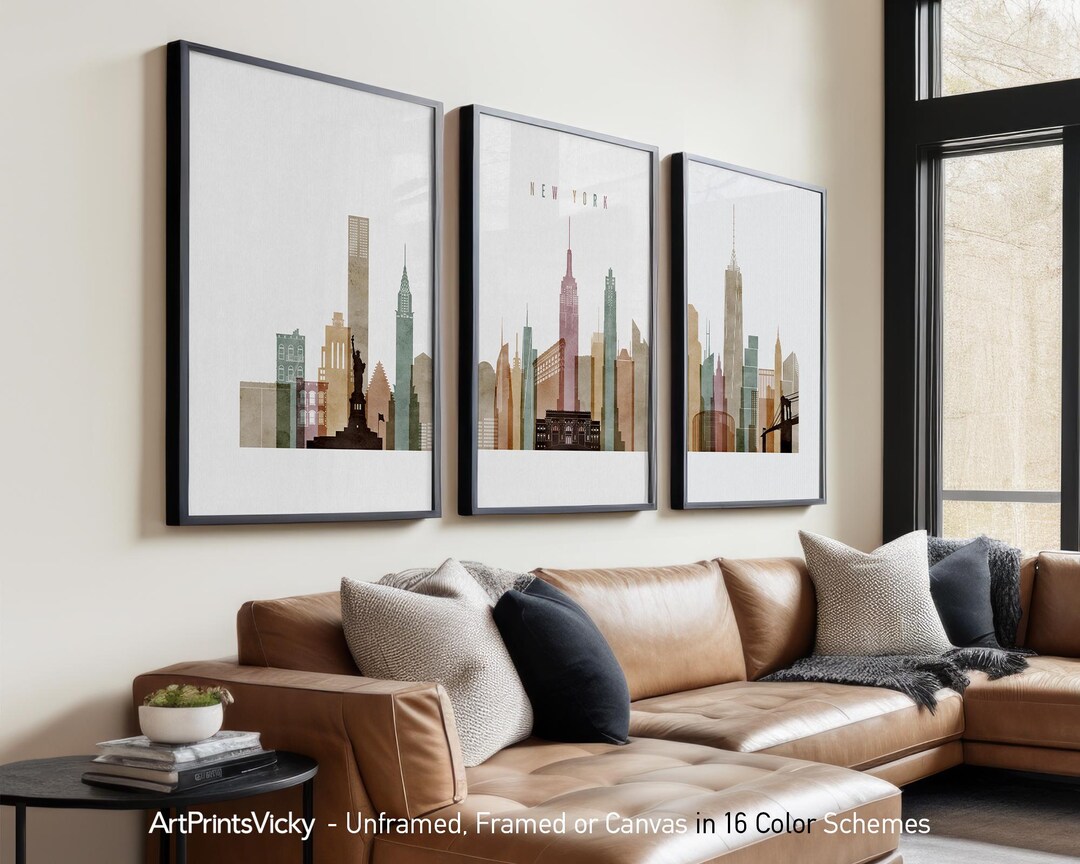 New York City 3 Piece Wall Art Prints, NYC Skyline Poster Set - Etsy