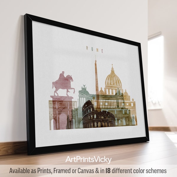 Rome print, poster wall art, Italy cityscape, Travel poster, City print, Travel gifts, Office decor | ArtPrintsVicky