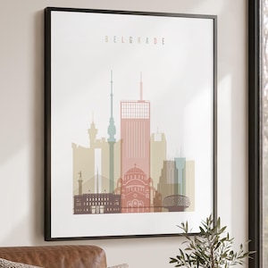Belgrade Wall Art Print, Skyline Poster, Cityscape Travel Decor