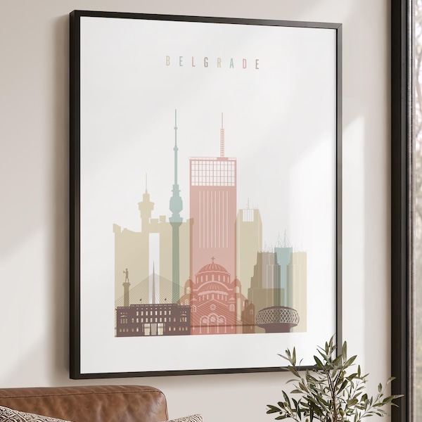 Belgrade Wall Art Print, Skyline Poster, Cityscape Travel Decor