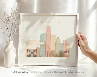 Los Angeles Wall Art Print in Warm Pastel Hues | ArtPrintsVicky
