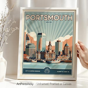 Portsmouth England Print: Retro Travel Poster Art