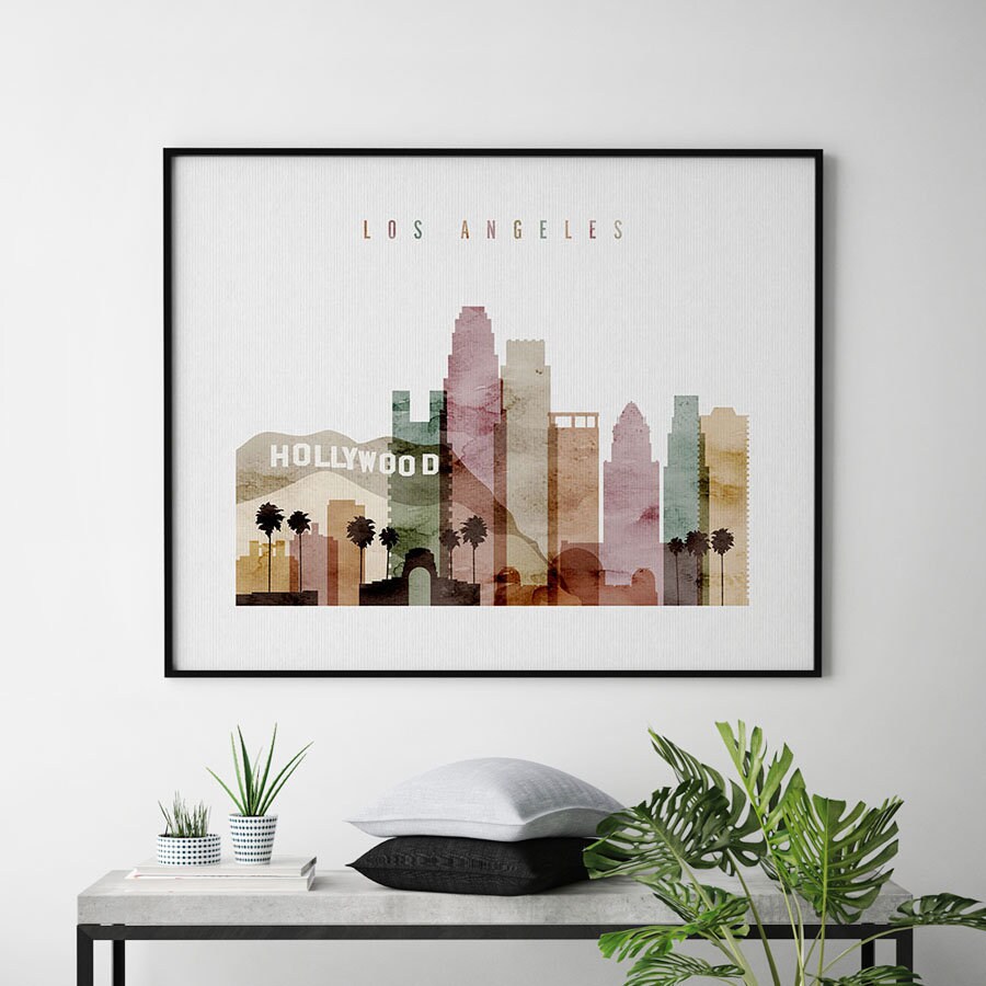 Los Angeles art print watercolor poster Wall art Los Etsy