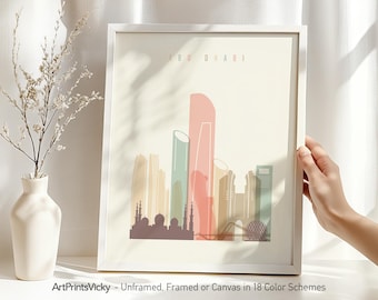 Abu Dhabi print, poster wall art, Travel poster, City print, Travel gifts, Office decor | ArtPrintsVicky