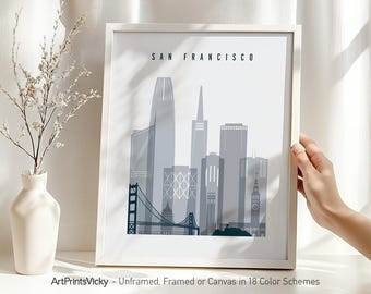 San Francisco print, Poster, Wall art, San Francisco skyline, City poster, Travel Gift, Cityscape Art for Home & Office Decor,ArtPrintsVicky