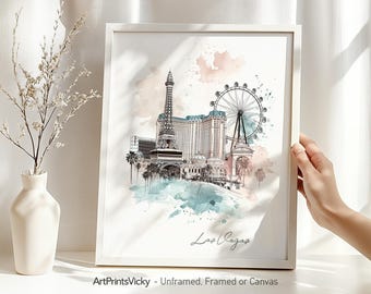 Las Vegas Wall Art Print, Las Vegas Poster Drawing, Wall Hanging, Home Decor, Travel Gift