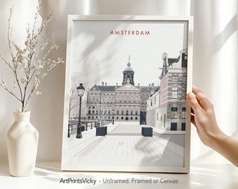 Minimalist Amsterdam Print | Poster Wall Art for Home & Office Decor | Travel Gift | ArtPrintsVicky