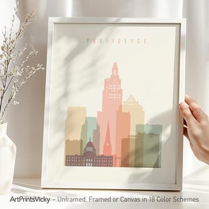 Providence print, Providence wall art, Rhode Island skyline, Poster, city travel print, Personalised gift | ArtPrintsVicky