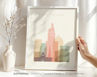 Providence print, Providence wall art, Rhode Island skyline, Poster, city travel print, Personalised gift | ArtPrintsVicky