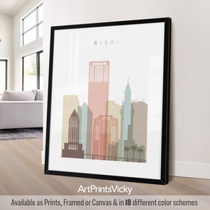 Miami print, Miami poster, Skyline wall art, travel print, city print, personalised gift | ArtPrintsVicky