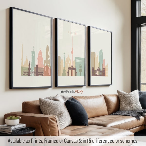 Berlin 3-teiliges Wall Art Prints, Berlin Skyline Poster Set | ArtPrintsVicky