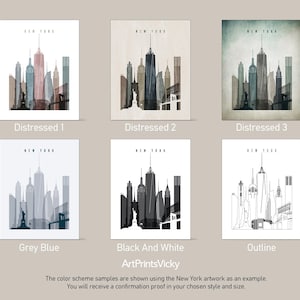 a bunch of different buildings that are on a wall