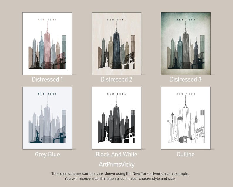 a bunch of different buildings that are on a wall