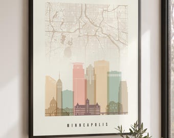 Minneapolis Map Wall Art Print, City Poster for Home or Office Decor