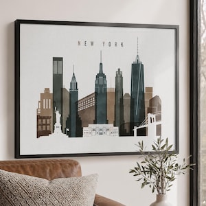 New York Wall Art Print, Cityscape Poster Watercolor, Travel Gifts, Office decor
