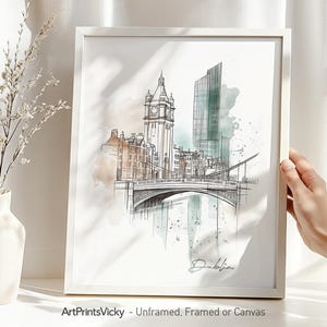 Dublin Skyline Watercolor Print: Ireland Wall Art