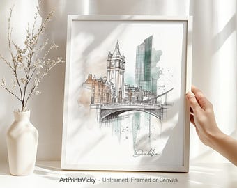 Dublin poster | Wall art poster | Dublin Ireland skyline drawing | ArtPrintsVicky