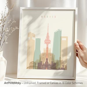 Madrid Wall Art Print, Spain Skyline Artwork, Travel Poster