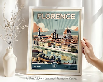 Florence Print | Florence Poster in Retro Style | Italy Wall Art | Decor for Home and Office | Personalised Gift | ArtPrintsVicky