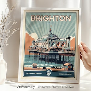Brighton Pier Art Print: Retro British Heritage Decor