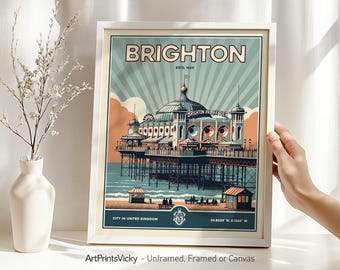 Brighton Print | Brighton Poster Wall Art | Retro Decor for Home and Office | Personalised Gift | Wall Hanging city prints | ArtPrintsVicky
