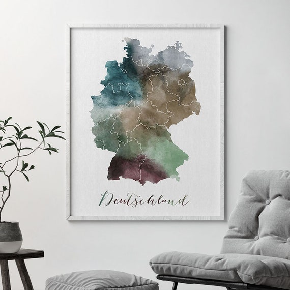 Germany map poster Deutschland watercolor print Germany watercolor map Typography art Germany Wall art Fine art prints ArtPrintsVicky