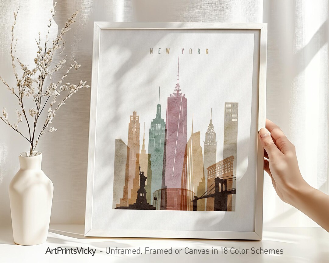 New York City Wall Art Poster | Skyline Print Framed or Canvas ...
