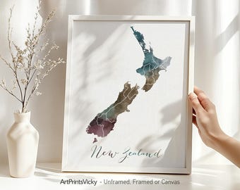 New Zealand map poster print | Personalised gifts wall art | Decor for home and office | ArtPrintsVicky