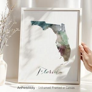 Florida map poster print | Personalised gifts wall art | Decor for home and office | ArtPrintsVicky