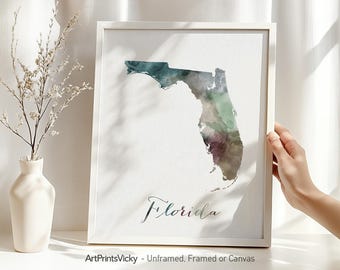 Florida map poster print | Personalised gifts wall art | Decor for home and office | ArtPrintsVicky