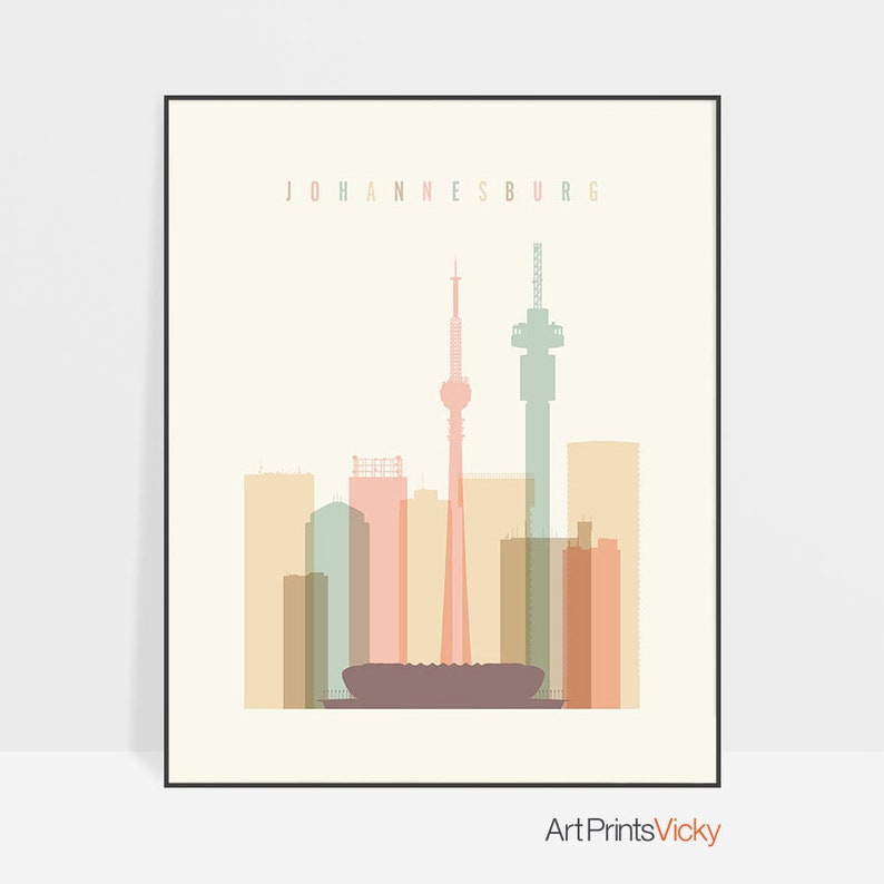 Johannesburg Print Johannesburg Poster South Africa Skyline Etsy