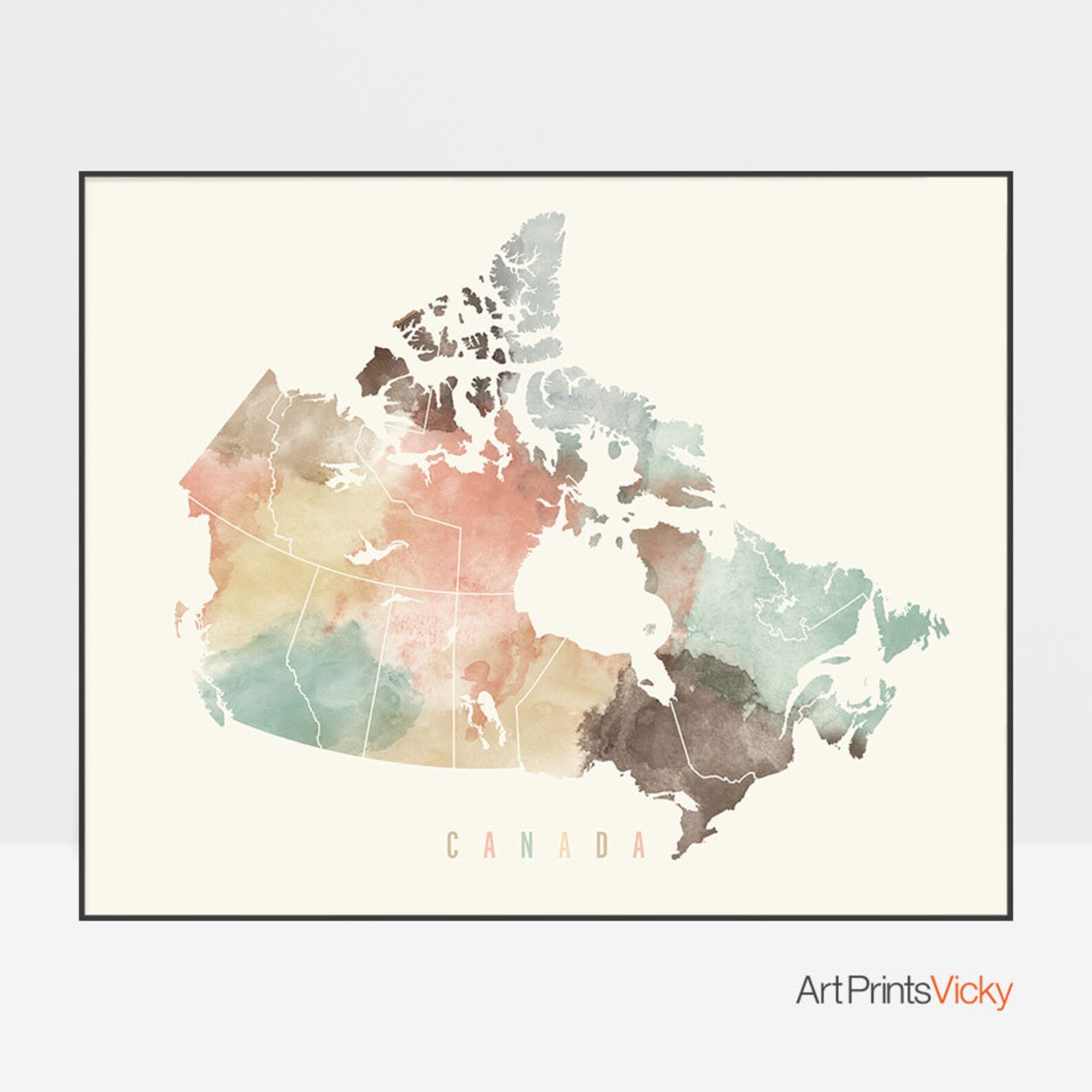 Canada map Canada map poster print Travel wall art Canada Etsy