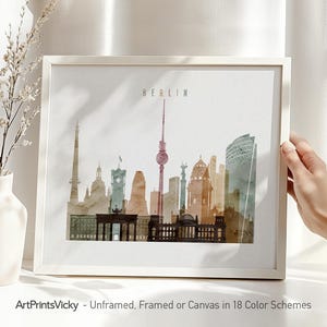 Watercolor Berlin Skyline Print: Germany Travel Poster