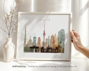 Berlin watercolor print, Berlin poster, Berlin Wall art Skyline, city print, travel gift, Officce and Home Decor | ArtPrintsVicky