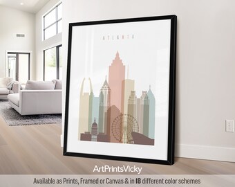 Atlanta wall art print, Atlanta Georgia skyline poster, travel print, city poster | ArtPrintsVicky